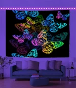 Trippy Tapestry UV Reactive Fluorescent Mandala Hippie Skull Wall Hanging Cloth Bohemia Home Room Decor Kawaii Wall Decoration - Image 2
