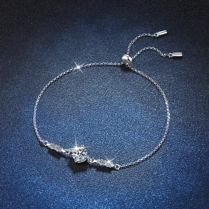 1 Carat Moissanite 925 Sterling Silver Women Bracelet Round Cut Bracelet White Gemstone Anniversary Jewelry 2023 - Image 4