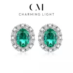 CHARMING Elegant Oval Cutting Created Emerald Gemstone Stud Earrings 925 Sterling Silver for Women Fine Party Jewelry New 2025 - Image 2