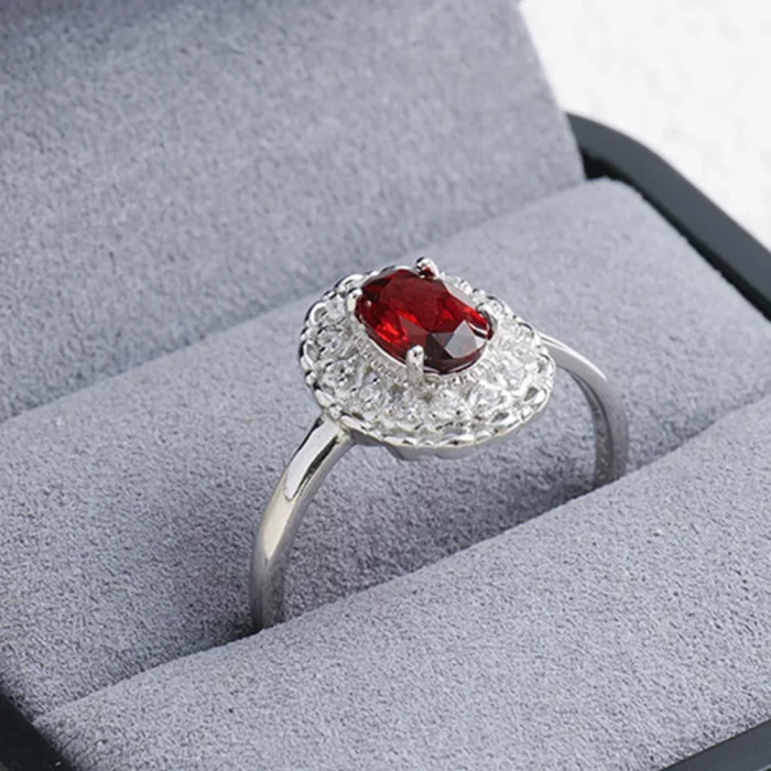 925 sterling silver ring set with natural garnet ruby ring, exquisite and elegant wedding party jewelry gift, women's ring - Image 4