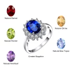 JewelryPalace Princess Diana Created Blue Sapphire 925 Sterling Silver Engagement Ring Ruby Natural Amethyst Citrine Blue Topaz - Image 6