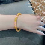 Luxury 24K 9999 Pure Gold real gold Women's Peach Blossom Enamel Filament Bracelet - Image 4