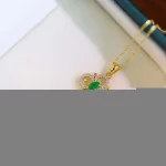 Emerald Crystals Key Pendant Light Luxury Delicate Green Gemstone Necklaces Clavicle Chain engagement Jewelry for Women gift - Image 3