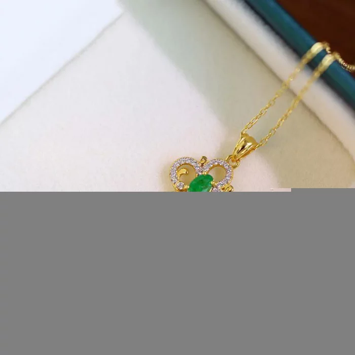 Emerald Crystals Key Pendant Light Luxury Delicate Green Gemstone Necklaces Clavicle Chain engagement Jewelry for Women gift - Image 3