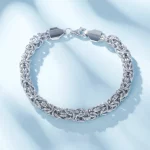 S925 Sterling Silver Byzantine Emperor Chain Bracelet for Men Women Polished Miami Cuban Smooth Kpop Jewelry
