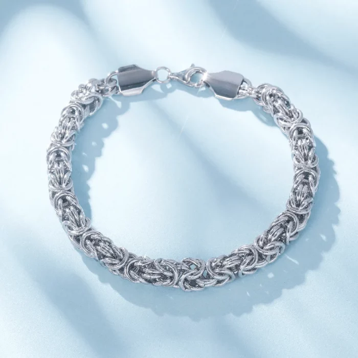 S925 Sterling Silver Byzantine Emperor Chain Bracelet for Men Women Polished Miami Cuban Smooth Kpop Jewelry - Image 1