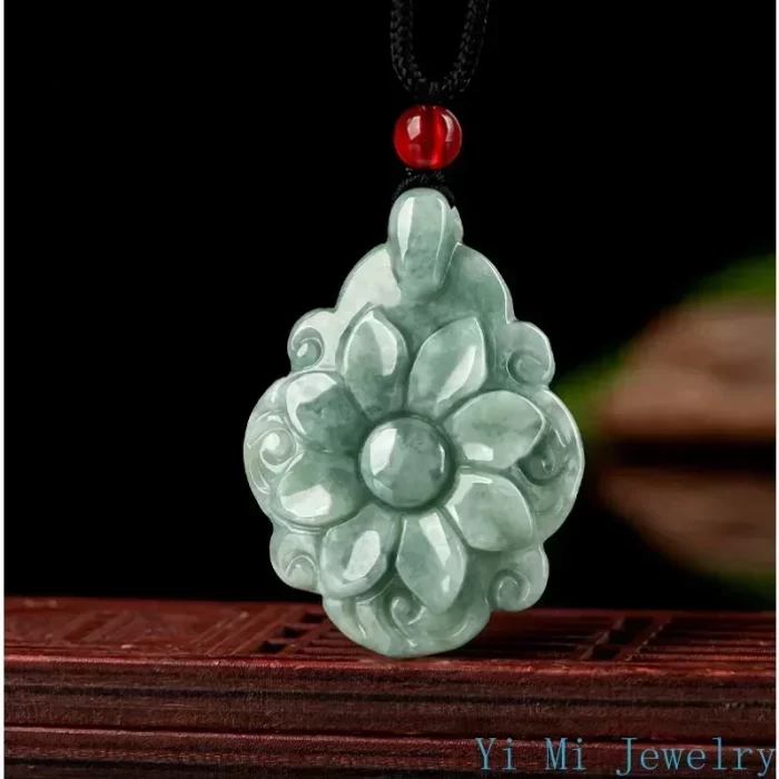 Natural A-grade Flower Jade Pendant Men and Women's High End Jewelry Necklace All for 1 Real and Free Shipping Items Jewellery - Image 6