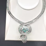 Europe America Style Necklace Women Lady Inlay Green Cubic Zircon Synthetic Emerald Snake Snakelike Choker - Image 7