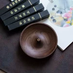 North American Black Walnut Solid Wood Incense Stick Handmade Tea Ceremony Round Incense Burner Agarwood Tray Holder - Image 4