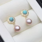 Real Silver 925 White Pearl Earrings Jewelry Women,Cultured Natural Freshwater Earrings Pearl Dangle Wife Mother Party Gifts - Image 7