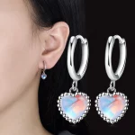 925 Sterling Silver Moonstone Heart Crystals Stud Earrings For Women Elegant Luxury Jewelry Accessories Wholesale Jewellery - Image 7