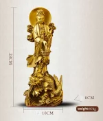 Feng Shui Copper Dragon Guanyin Ornaments Stand Bodhisattva Statue Home Living Room Desktop Buddha Decor - Image 6