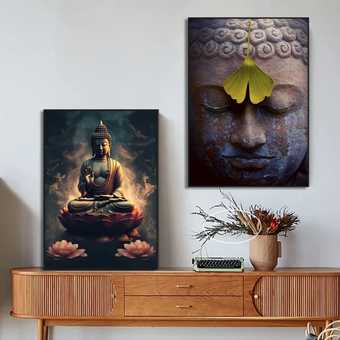 Religious Colorful Buddha Poster Aesthetics Zen Meditation Buddhism Lotus Wall Art Mural Room Decor Canvas Painting Home Decor - Image 5