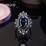 WOSIKATE Vintage 925 Sterling Silver Ring For Women Wedding Jewelry With Oval Sapphire Gemstones Female Fine Jewelry Party Gifts - Image 2