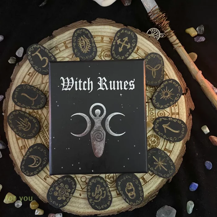 Wood Runes Stone Set Witches Rune Set 14 PCS Engraved Rune Symbol for Divination - Image 4