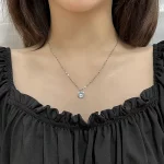 VOQ Silver Color Simple Moonstone Cat Pendant Necklace Ladies Clavicle Chain Necklace Fashion Jewelry - Image 4
