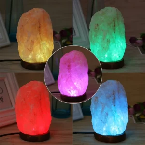 High Efficiency Hand Carved USB Wooden Base Himalayan Rock Salt Lamp Air Purifier Night Light New