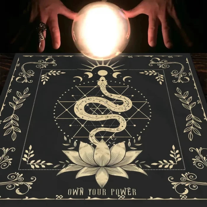 1pc Tarot tablecloth with your power, snake shaped floral and plant print astrology tablecloth, altar decoration tablecloth - Image 4