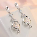 ALIZERO 925 Sterling Silver AAA Zircon Natural Pearl Earrings For Women Fashion Gorgeous Wedding Engagement Party Jewelry - Image 3