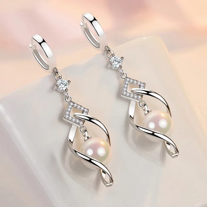 ALIZERO 925 Sterling Silver AAA Zircon Natural Pearl Earrings For Women Fashion Gorgeous Wedding Engagement Party Jewelry - Image 3