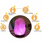 High Efficiency Hand Carved USB Wooden Base Himalayan Rock Salt Lamp Air Purifier Night Light New - Image 6