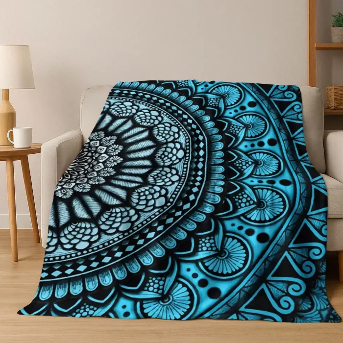 Rainbow Mandala Flower Chakras Yoga Bohemia Art Flannel Blanket,Cozy Soft Throw Blanket for Home Bedroom Bed Sofa Cover Kid Gift - Image 4