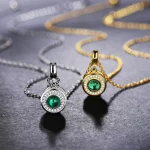18K Yellow Gold Plated Lab Grown Emerald Gemstone Necklaces for Women 925 Sterling Silver Jewelry Pendant Nacklace Party Gift - Image 3