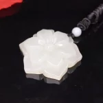 Natural Chinese White Jade Rich Flower Pendant Hand-carved Ladies Flower Necklace Fashion Luxury Jewelry Girlfriend Mom Gift - Image 3