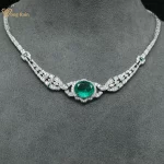 Wong Rain Vintage 100% 925 Sterling Silver 14*16 MM Oval Cut Emerald High Carbon Diamond Gemstone Pendant Necklace Fine Jewelry - Image 2