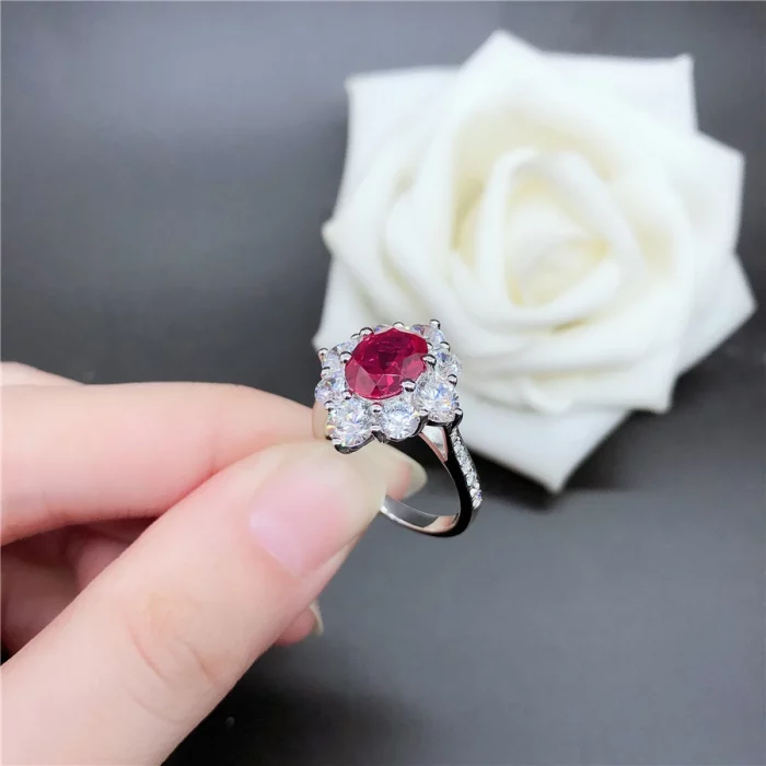 Genuine Solid White Gold 18K Ring 2CT Oval Shape Ruby Engagement Ring Women Love Promise Gift Natural Gemstone Brilliant Forever - Image 6