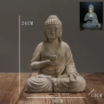 Resin Buddha Statue Sculpture Solar Powered LED Light Zen Asian Japanese Garden Decoration Outdoor Front Porch Patio Yard Home - Image 6