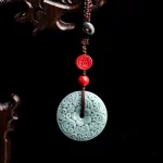 Original Natural A-grade Jade Blue Horizontal Buckle Mobile Phone Pendant With Chinese Style Jade Stone Car Keychain Bag Hanging - Image 4