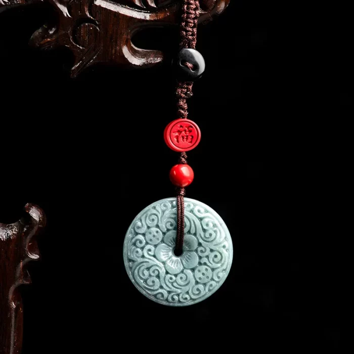 Original Natural A-grade Jade Blue Horizontal Buckle Mobile Phone Pendant With Chinese Style Jade Stone Car Keychain Bag Hanging - Image 4