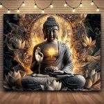 Big Buddha tapestry lotus yoga meditation tapestry dark lotus suitable for bedroom living room dormitory decoration - Image 7