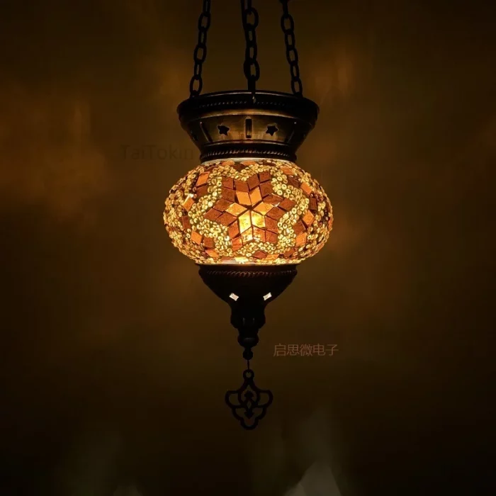 New Turkish Mosaic Pendant Lamp Vintage Art Deco Handcrafted Lamparas De Mesa Mosaic Glass Romantic Light Lamparas Con Mosaicos - Image 3