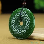 Genuine Natural Jade Pendant Green Circle Hand-polished Double-sided Carving Men and Women Lovers Models Charm Jewelry Necklace - Image 6