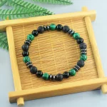 Natural Stone Beads Bracelet Women Green Malachite Yellow Tiger Eye Stone Beads Elastic Strand Wristband Jewelry Gift for Friend - Image 6