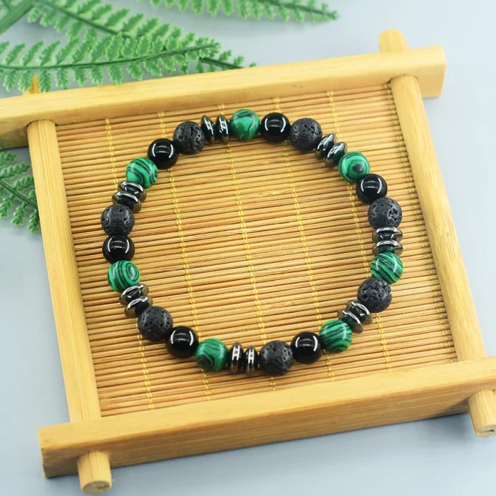 Natural Stone Beads Bracelet Women Green Malachite Yellow Tiger Eye Stone Beads Elastic Strand Wristband Jewelry Gift for Friend - Image 6