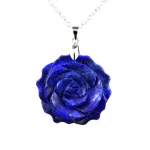 35mm Natural Crystal Carved Rose Flower Stone Pendant Amethyst Quartz Agate Lapis Lazuli Jewelry Charm Chain Necklace For Women - Image 2