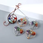 Tree of Life Natural Gravel Stone Pendant Necklace Healing Chakra Fortune Crystal Natural Stone Clavicle Chain Neck Jewelry - Image 4