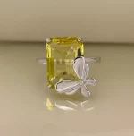 925 Stamp New Butterfly Ring Female Rectangular Aquamarine Sapphire Yellow Zircon Fashion Ring Party Birthday Jewelry Gift - Image 2
