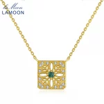 LAMOON Natural Gemstone Emerald Necalace For Women Vintage Luxury Pendant 925 Sterling Silver Gold Vermei Chain Jewelry NI018 - Image 6