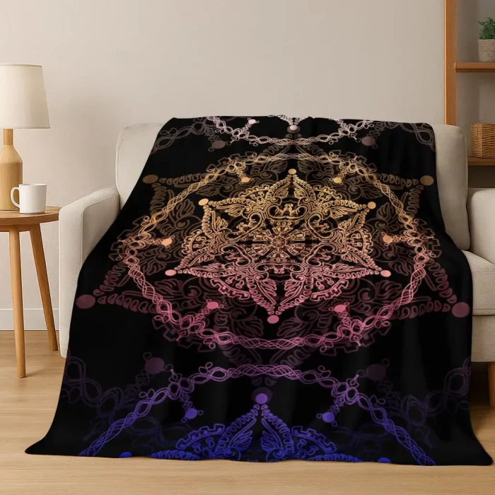 Rainbow Mandala Flower Chakras Yoga Bohemia Art Flannel Blanket,Cozy Soft Throw Blanket for Home Bedroom Bed Sofa Cover Kid Gift - Image 6