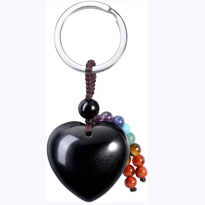 Natural Rose Quartz Heart Crystal Keychain 7 Chakra Healing Gemstone Key Ring Charm for Women Girls - Image 6