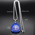 Yoga Tree of Life Necklace for Women Men Lapis Lazuli Stone Stainless Steel Silver Color Amulet Chain Jewelry collier NZZZ366-5S - Image 6