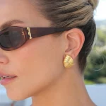 Retro Textured Intersecting Earrings for Women Multilayer Gold Color Stainless Steel Statement Stud Earring Waterproof Jewelry - Image 3
