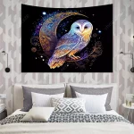 Lunar Owl Wall Tapestry Celestial Aesthetic, Moon Lovers Gift, Witch Wall Art, Ethereal Altar Cloth Trippy Room Decor Aesthetic - Image 4