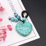 Natural Stone Keychians Heart Shape Rose Quartzs Tiger Eye Stone Keychians for Making DIY Jewerly Necklace Aaccessories 25x32mm - Image 7