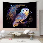 Lunar Owl Wall Tapestry Celestial Aesthetic, Moon Lovers Gift, Witch Wall Art, Ethereal Altar Cloth Trippy Room Decor Aesthetic - Image 3