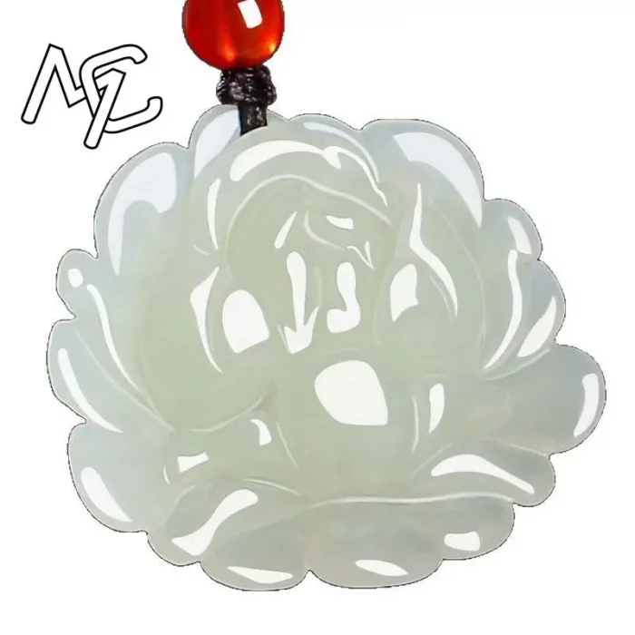 New Hotan Jade Lotus Flower Pendant Charm Jadeite Green Stone Natural Emerald Necklace Gift Women Men Talismans Necklace Jewelry - Image 6
